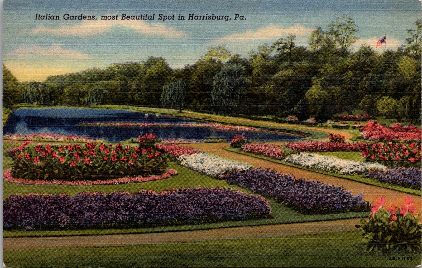 Italian Gardens Harrisburg PA Vintage Postcard 5P19-17