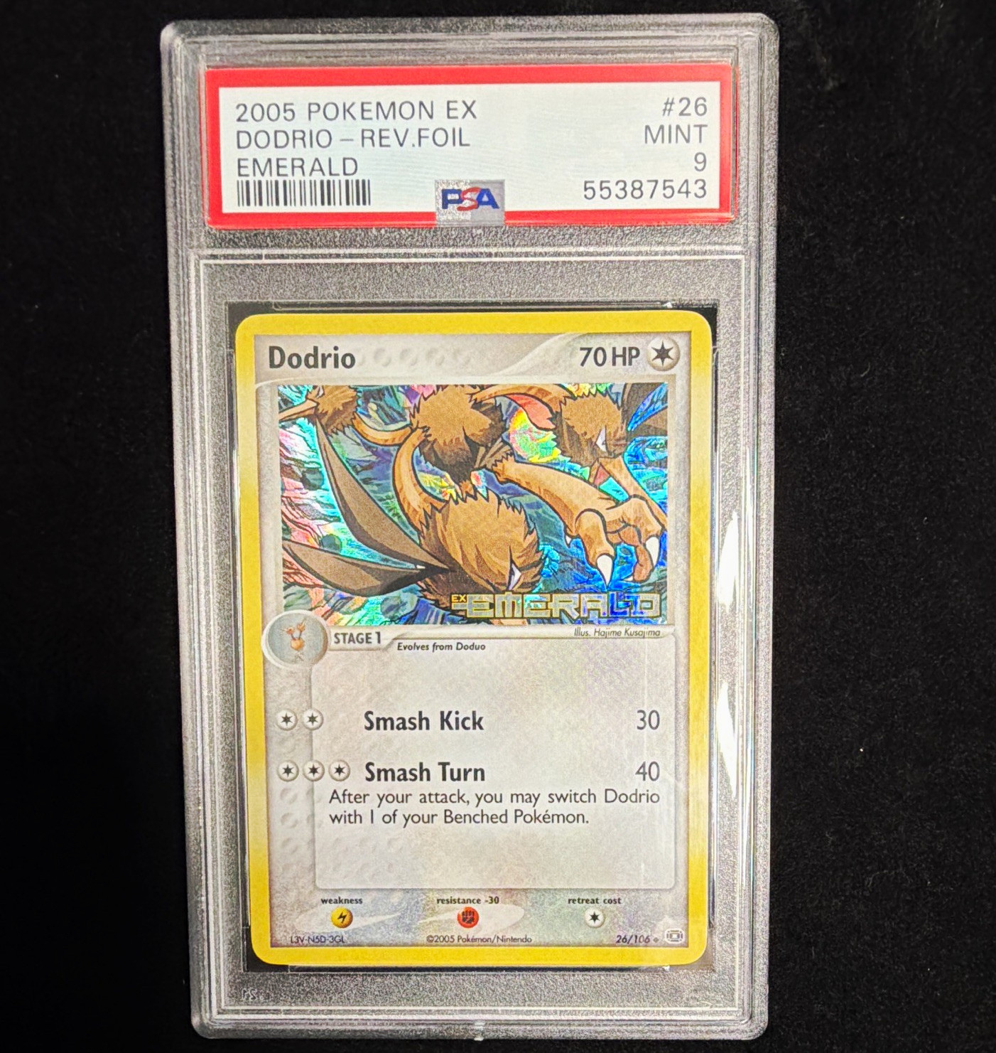 Pokémon EX Emerald Dodrio 26/106 Reverse Holo PSA 9 2005 English POP28 Pokémon EX Emerald Dodrio 26/106 Reverse Holo PSA 9 2005 English POP28