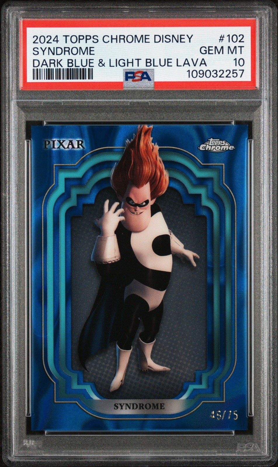 2024 Topps Disney Chrome SYNDROME PSA 10 RARE Dark Blue and Light Blue Lava /75 2024 Topps Disney Chrome SYNDROME PSA 10 RARE Dark Blue and Light Blue Lava /75