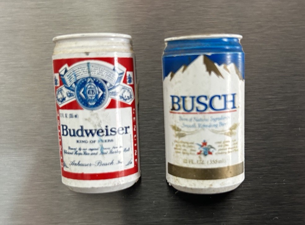 Vintage Budweiser & Busch Beer Can Refrigerator Magnets 1 1/2\ Vintage Budweiser & Busch Beer Can Refrigerator Magnets 1 1/2\