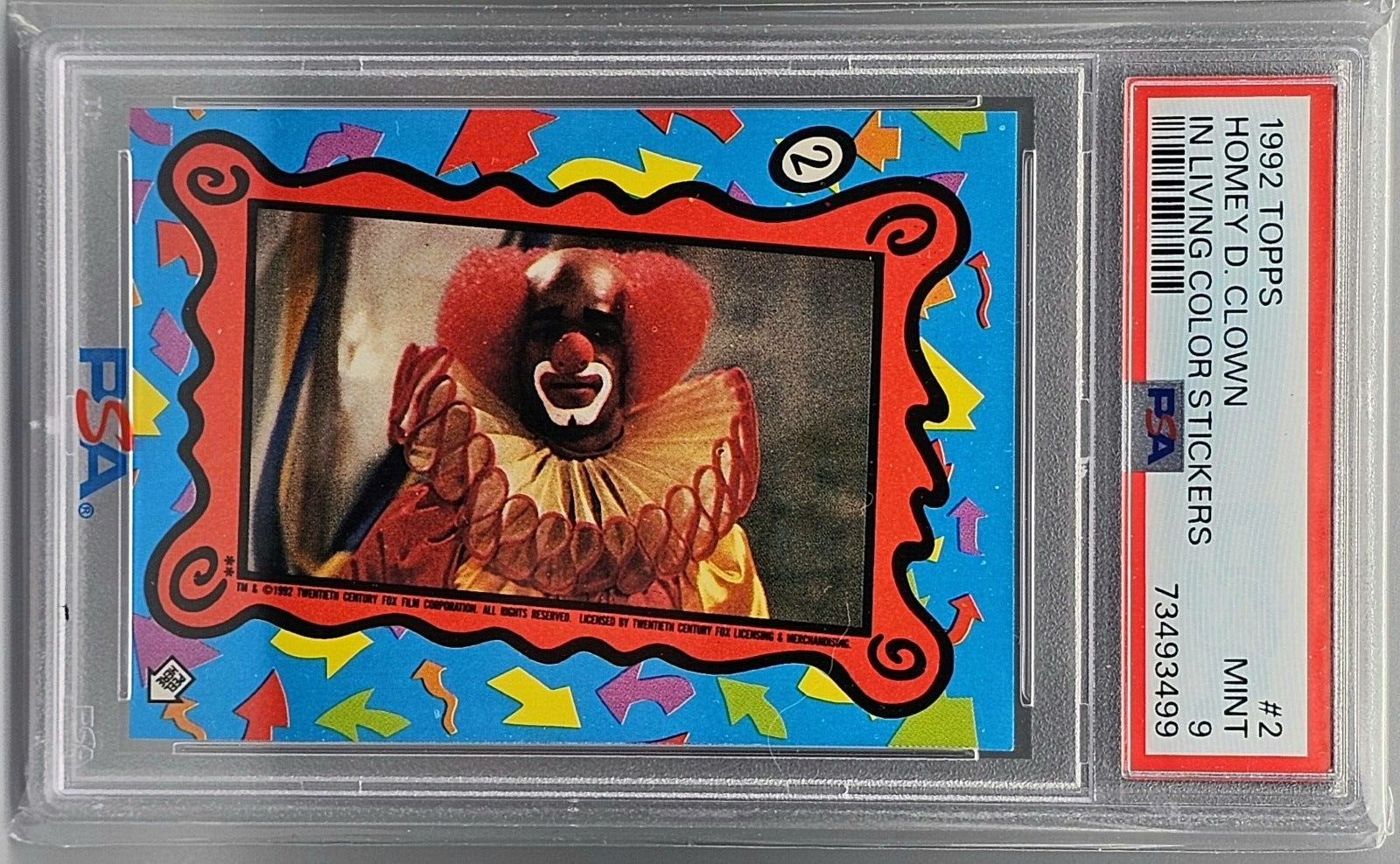 Wayans Bro 1992 Topps In Living Color #2 Sticker -Homey D. Clown- RC PSA 9 Mint