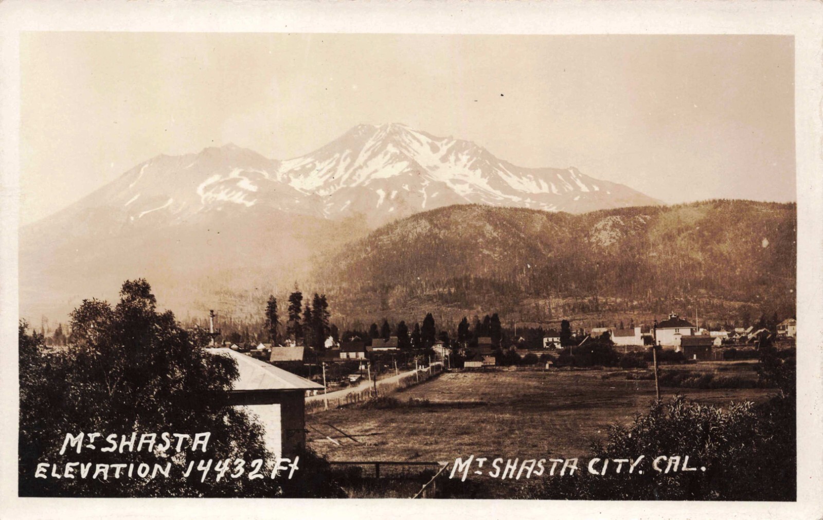 RPPC 1920s Mt Shasta City California Elevation 14,432' Real Photo Postcard RPPC 1920s Mt Shasta City California Elevation 14,432' Real Photo Postcard