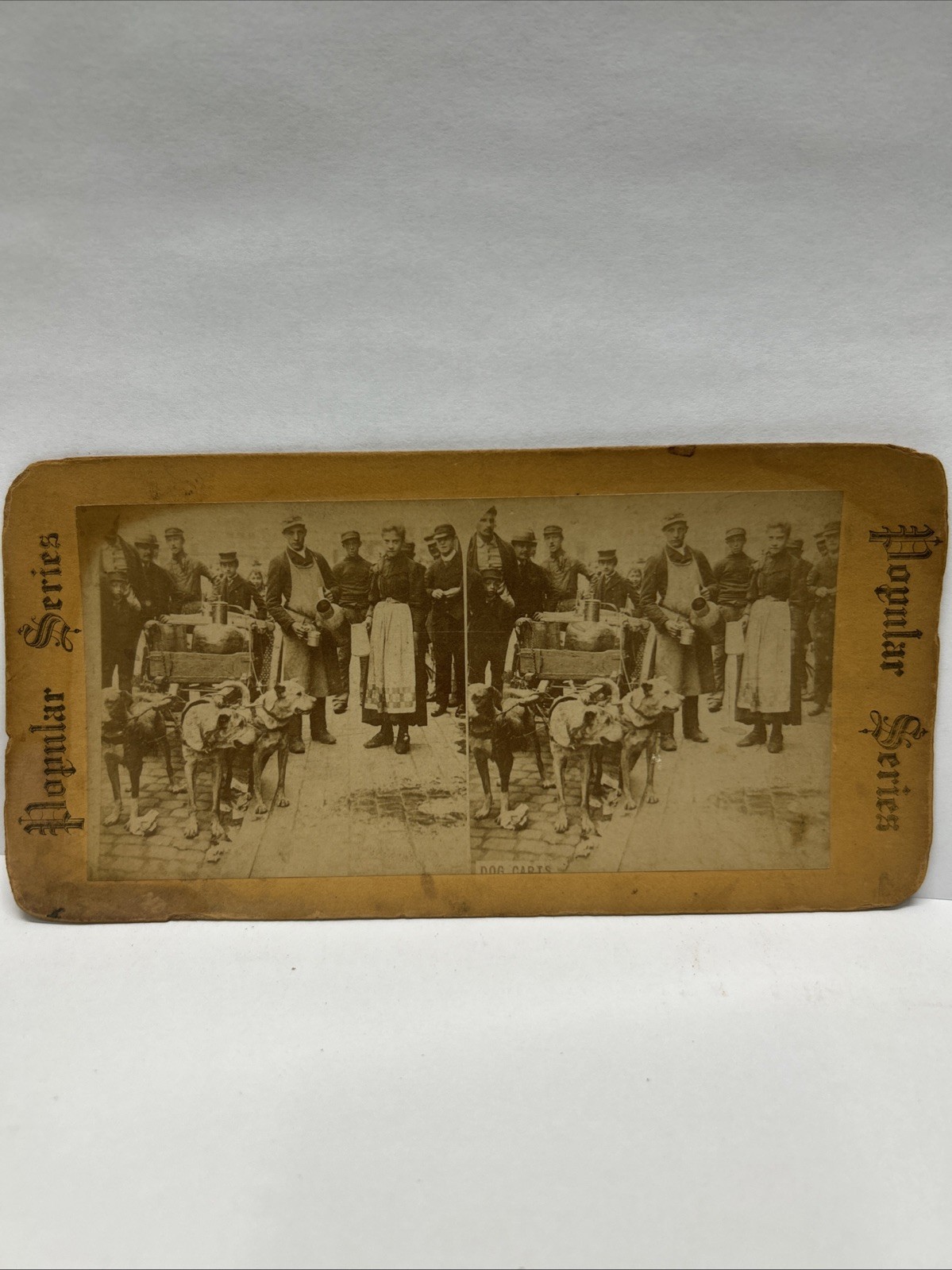 Antique Stereoscope Slide Popular Series  Stereoview Dog Carts