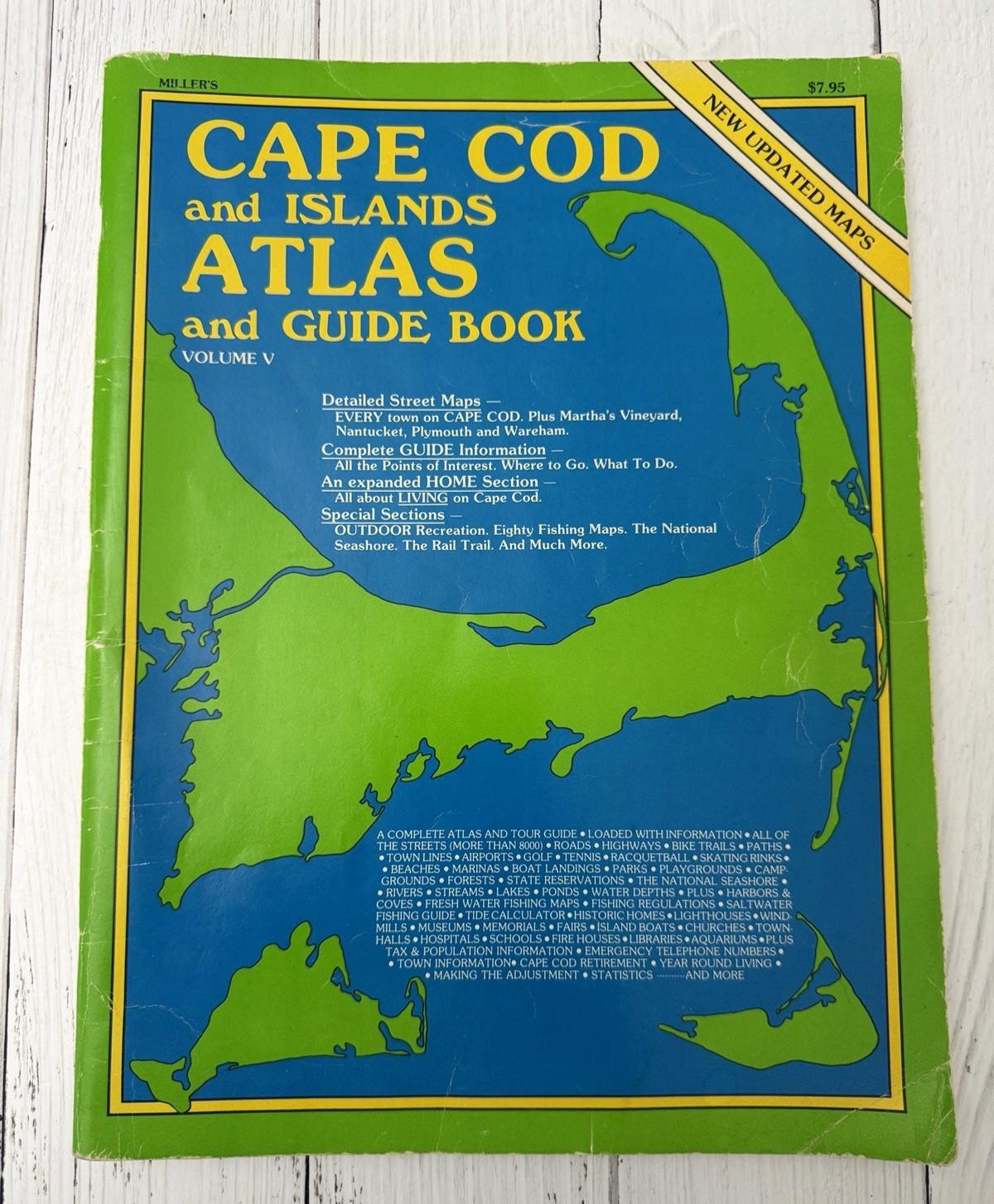 MILLER'S CAPE COD and ISLANDS ATLAS and GUIDE BOOK  VOLUME V  FROM 1982