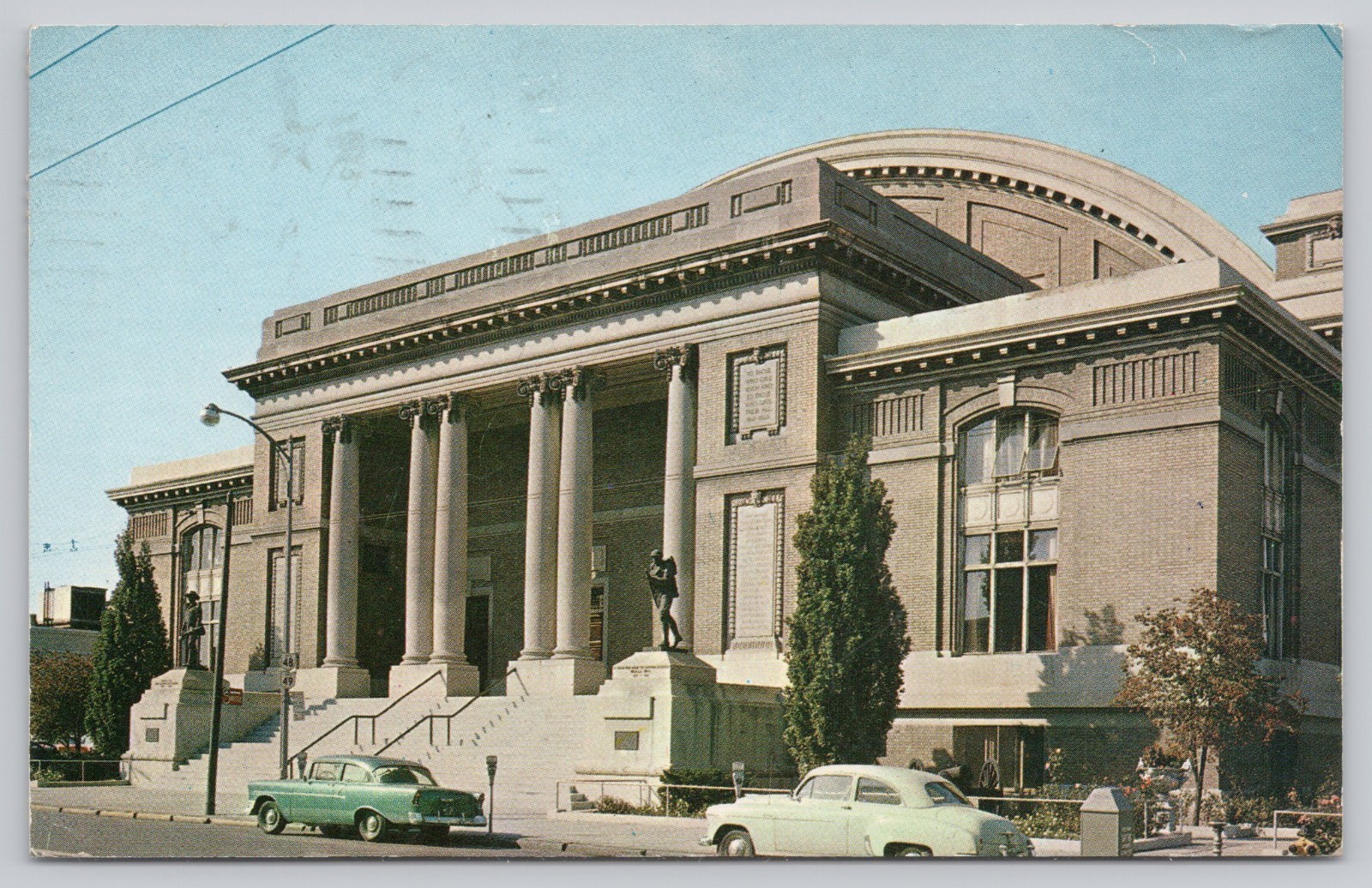Dayton Ohio Memorial Hall Montgomery County Veterans Monument Chrome Postcard