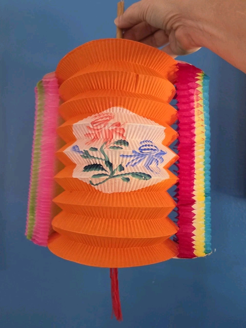 VTG Hand Painted Asian Paper Lantern Collapsible Accordion MCM Tiki Decor Kitsch VTG Hand Painted Asian Paper Lantern Collapsible Accordion MCM Tiki Decor Kitsch