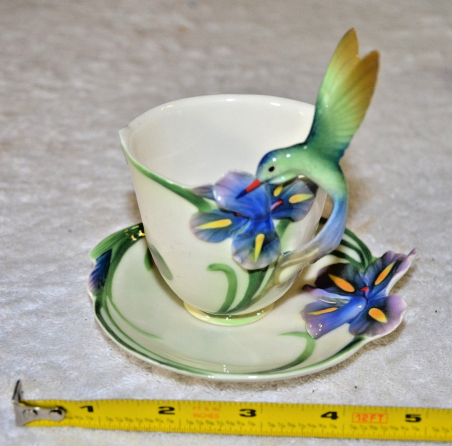 FRANZ Hummingbird Tea Cup & Saucer Fine Porcelain PRISTINE