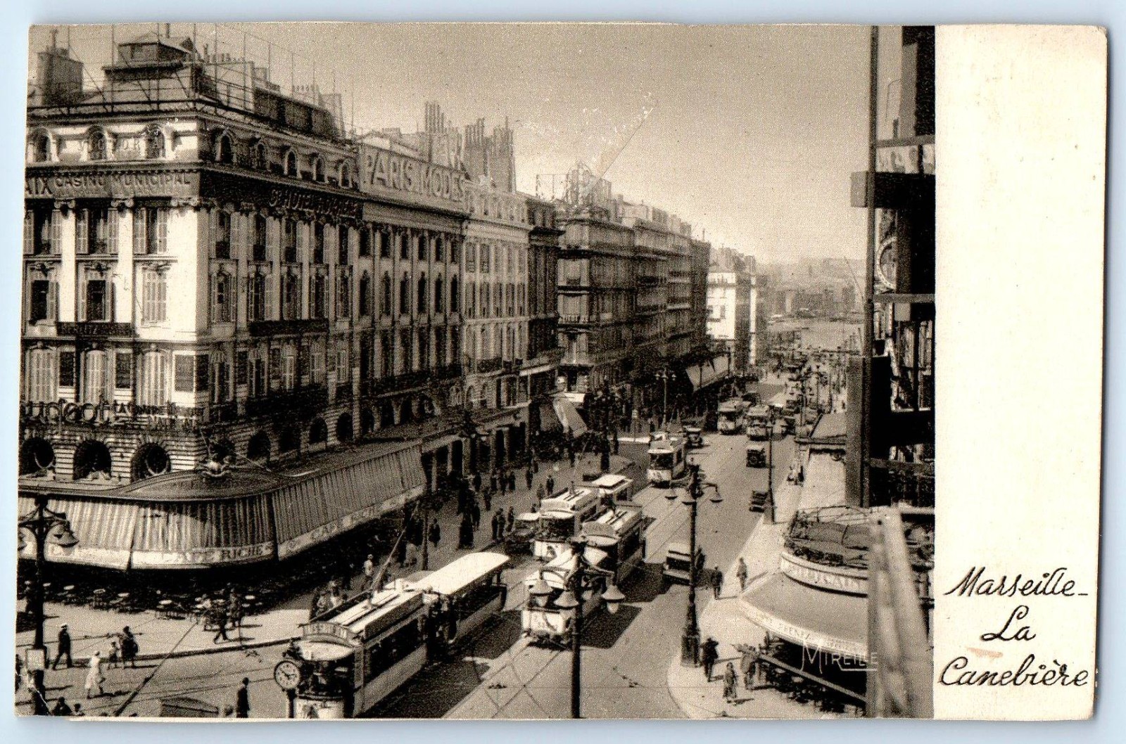 Bouches-du-Rhône France Postcard Marseille View of The Canebiere c1930\'s Bouches-du-Rhône France Postcard Marseille View of The Canebiere c1930\'s
