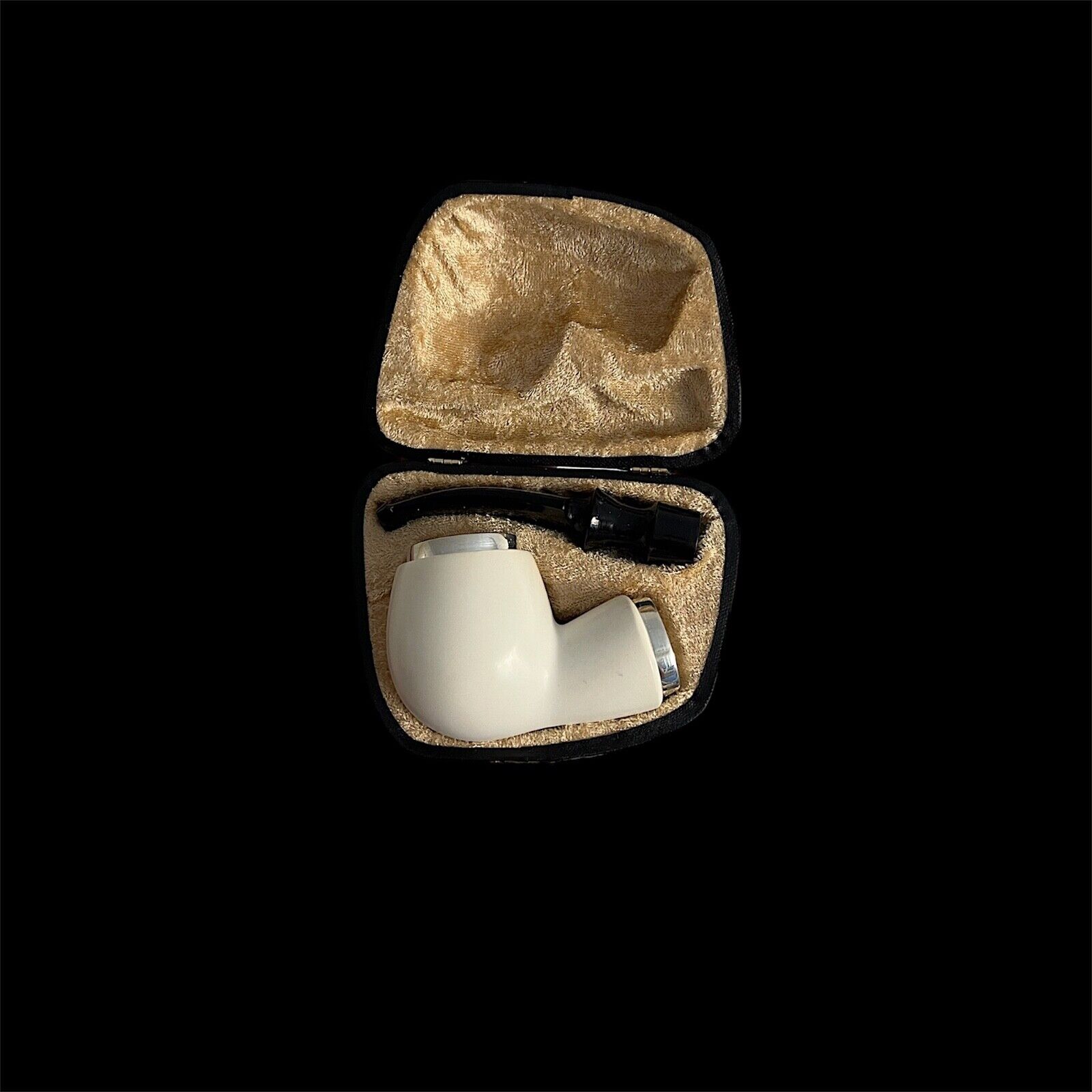 Large Classic  Block Meerschaum Pipe 925 silver handmade w fitted case MD-251