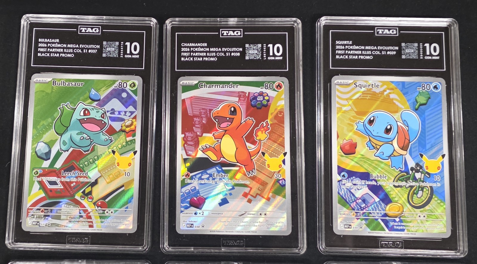 First Partner Pokémon Promo Set 3x All TAG 10 Charmander Bulbasaur Squirtle PSA First Partner Pokémon Promo Set 3x All TAG 10 Charmander Bulbasaur Squirtle PSA