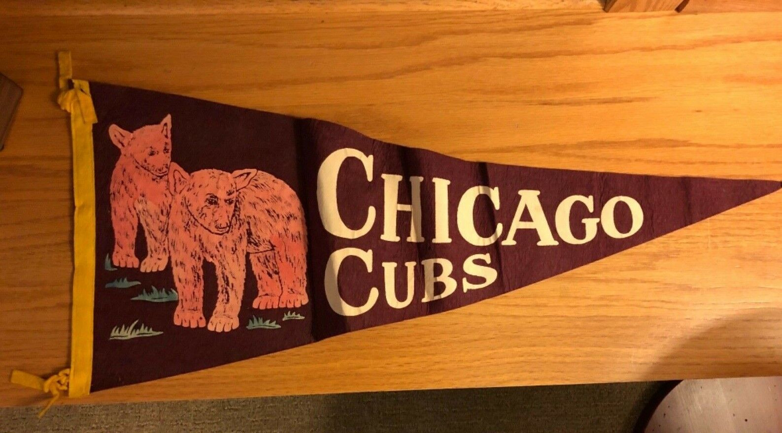 Vintage 50\'s Chicago Cubs Baseball Pennant Red Felt MLB 11\
