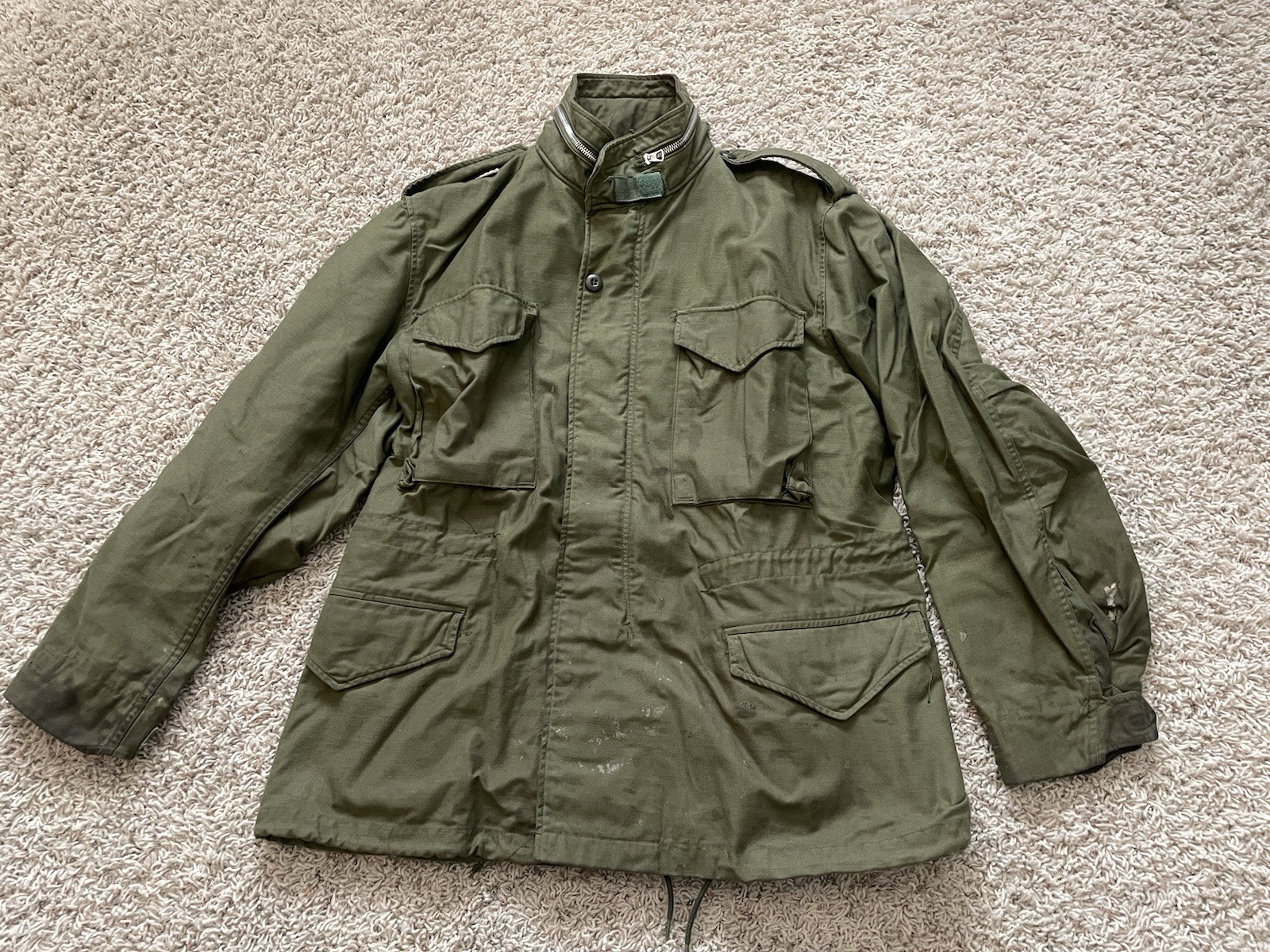Vintage 1969 M-65 Military Field Coat OG-107 Cotton Sateen Medium Short Jacket