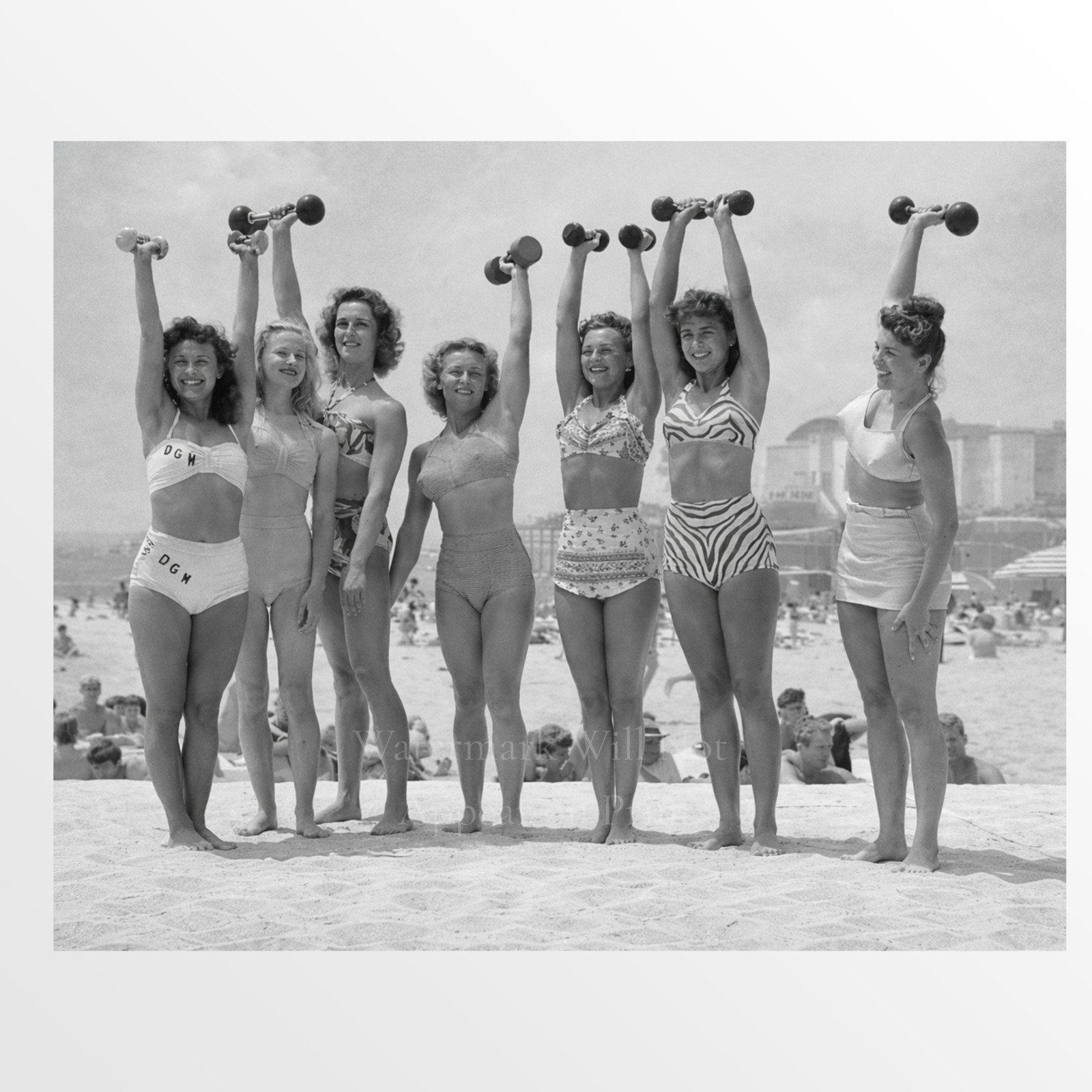 1950s Muscle Beach Women Weightlifters California Gicllee Fine Art Print