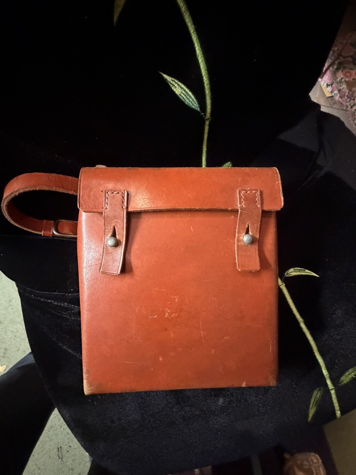 WWII German DRK Red Cross Leather Medical Pouch Complete With Bandages & Strap