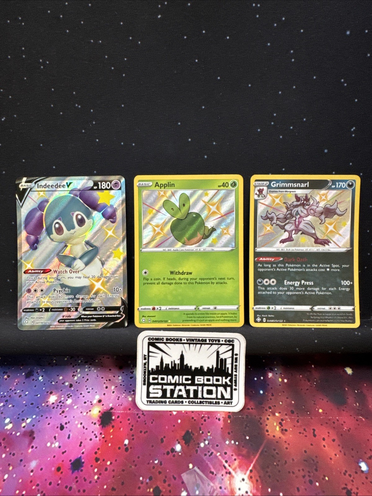 Shiny Card Lot 2021 Pokemon Holo Baby Shiny Applin Grimmsnarl Indeedee KL
