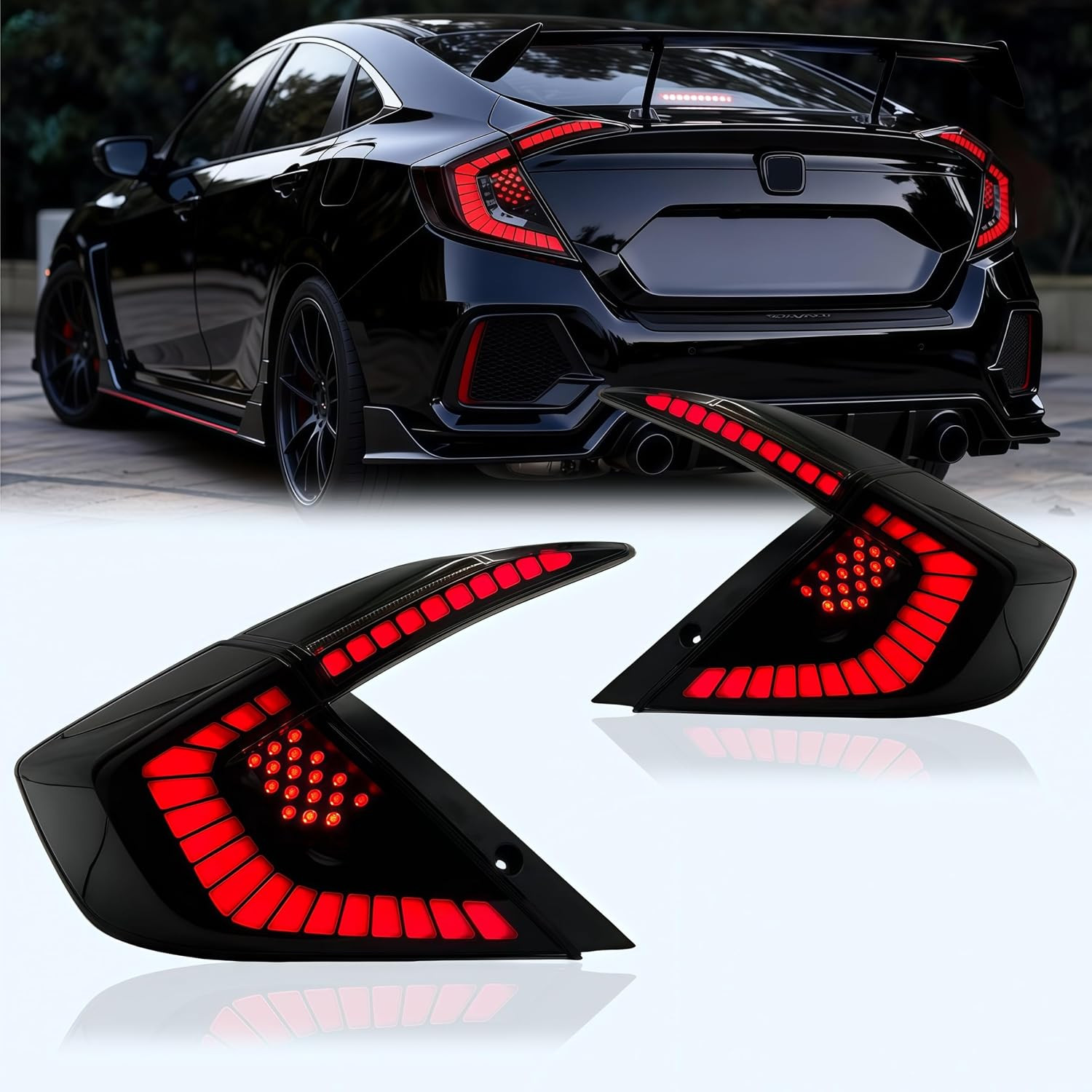 Sequential Dynamic LED Tail Lights for Honda Civic Sedan 2016-2021 10Th - 1 Pair Sequential Dynamic LED Tail Lights for Honda Civic Sedan 2016-2021 10Th - 1 Pair
