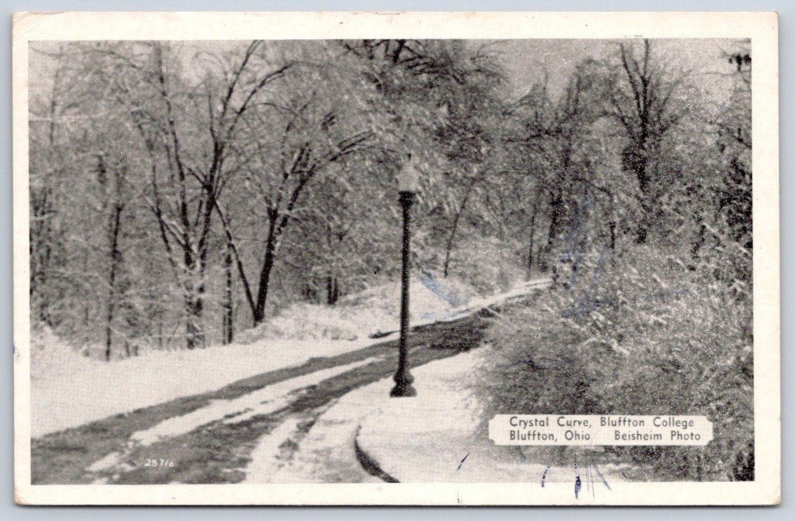 Vintage Ohio Postcard BLUFFTON College Crystal Curve 1947 RPPC Vintage Ohio Postcard BLUFFTON College Crystal Curve 1947 RPPC