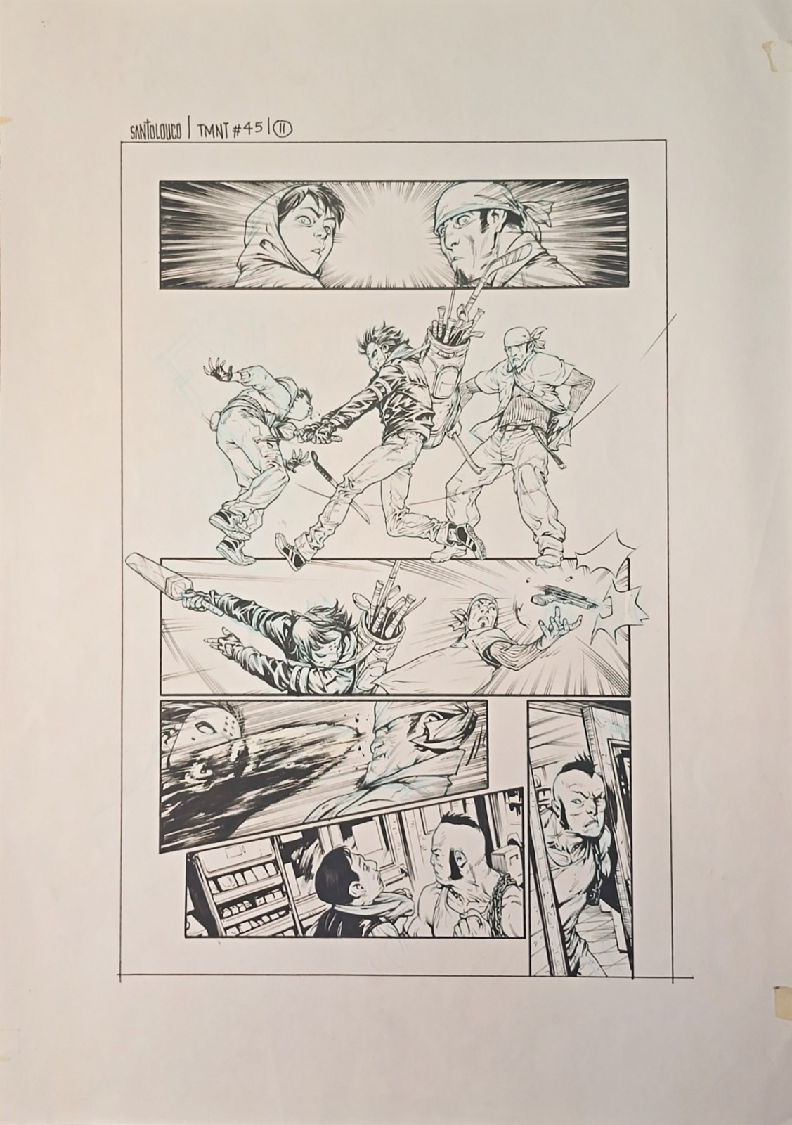 Mateus Santolouco Original Art Ninja Turtles Issue 45 Page 11 Casey Jones TMNT Mateus Santolouco Original Art Ninja Turtles Issue 45 Page 11 Casey Jones TMNT