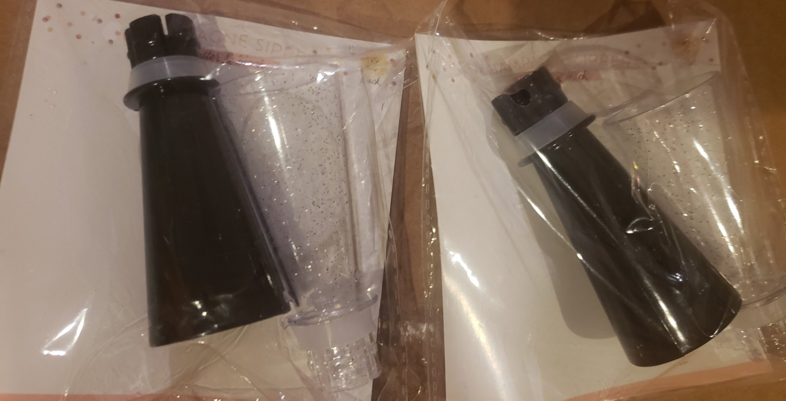 Champagne Sippers 2 Pack Glitter And Black Lot of 2 (4 Total) Champagne Sippers 2 Pack Glitter And Black Lot of 2 (4 Total)
