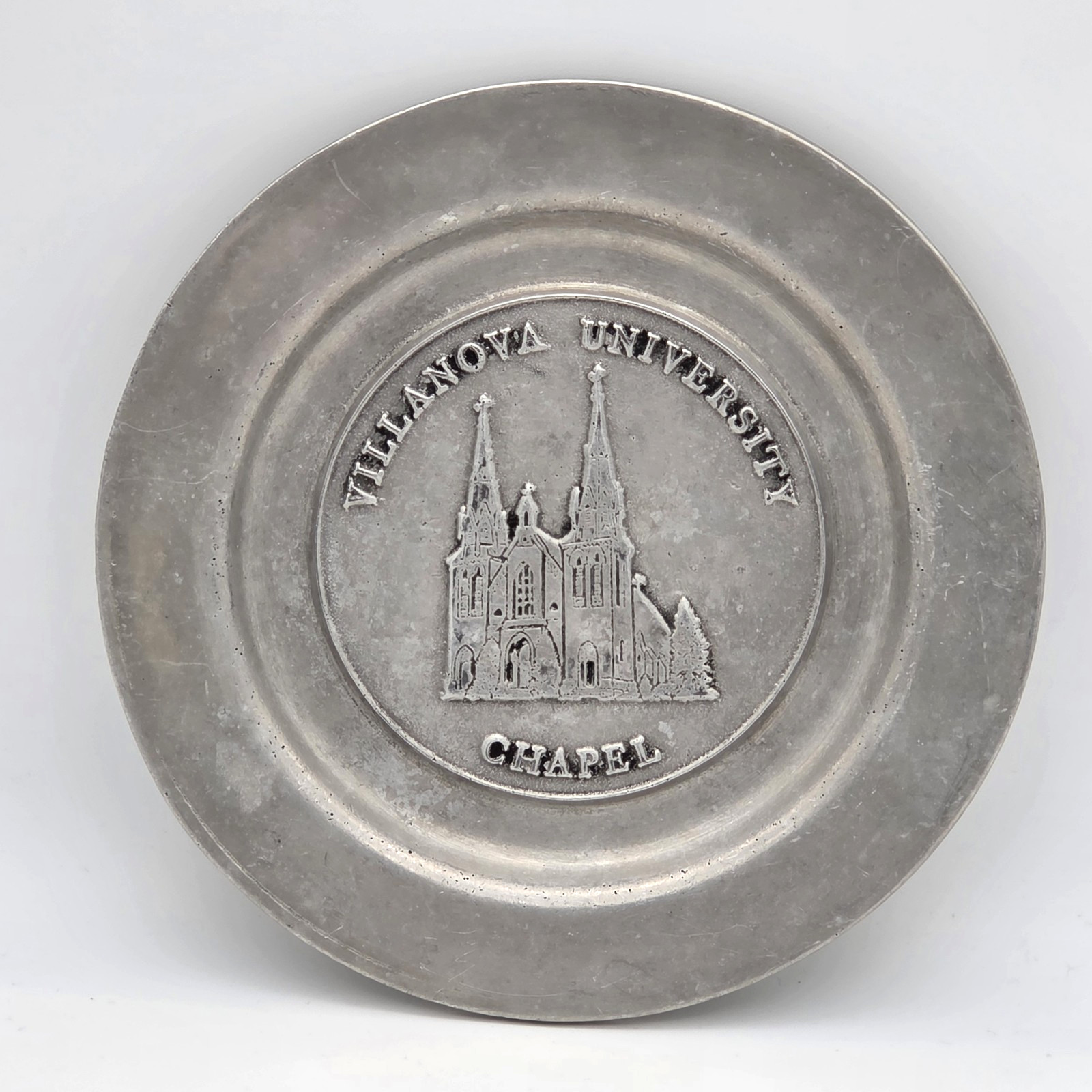 Vintage VILLANOVA University CHAPEL Pewter Decorative Plate Display Keepsake USA Vintage VILLANOVA University CHAPEL Pewter Decorative Plate Display Keepsake USA