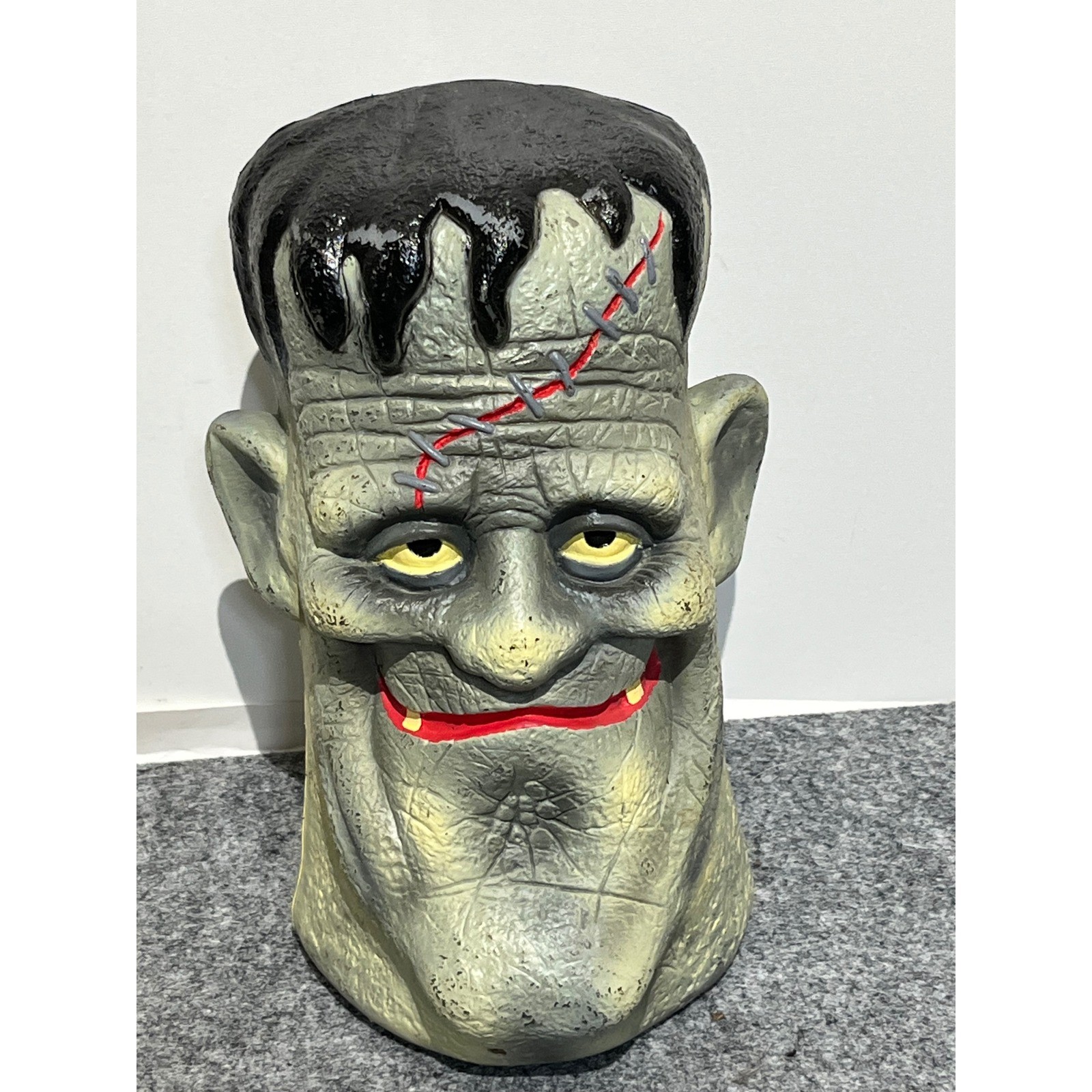 Vintage Frankenstein Monster Head Blow Mold Plastic Halloween Prop Decor Green Vintage Frankenstein Monster Head Blow Mold Plastic Halloween Prop Decor Green