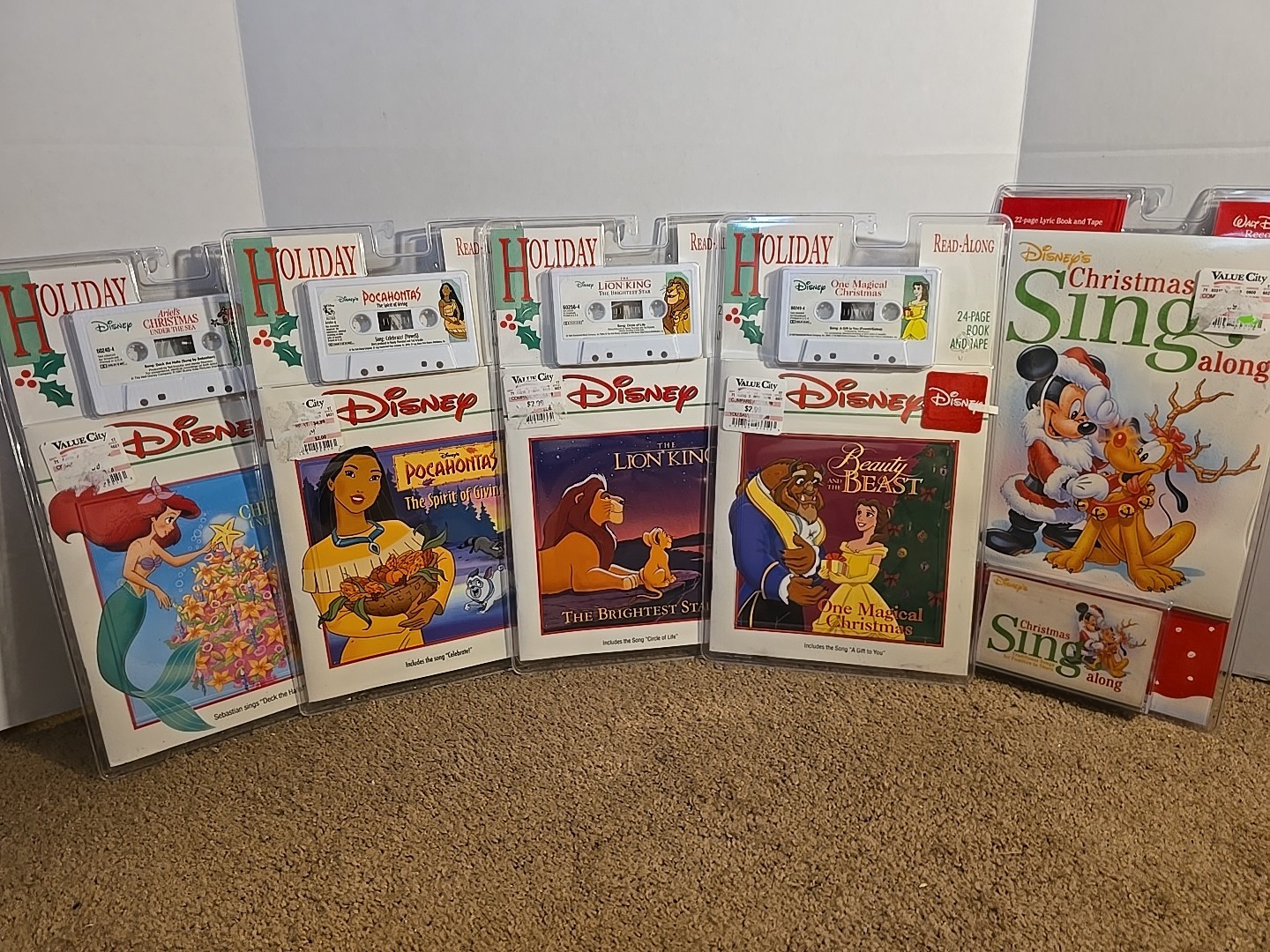 Lot of 5 -Vintage- NEW - Disney Christmas/Holiday Read Along, Sing Along