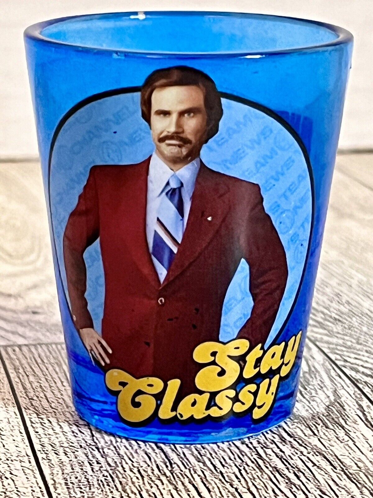 Unique Anchorman Ron Burgundy 2 oz. Blue shot glass