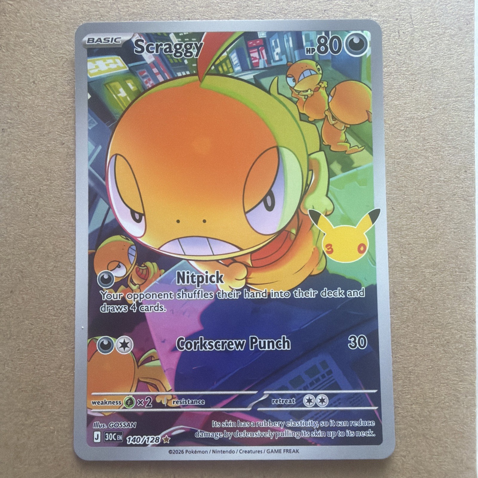 Scraggy 140/128 - Illustration RARE- Pokémon - 30th celebration Scraggy 140/128 - Illustration RARE- Pokémon - 30th celebration