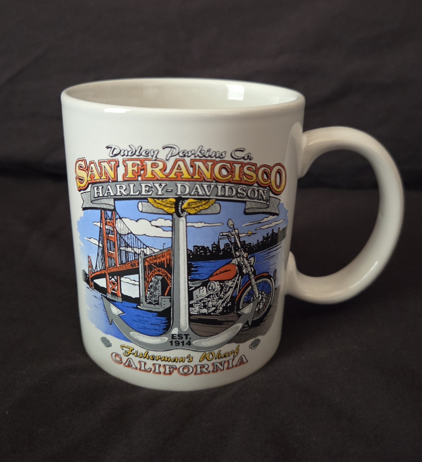 VINTAGE 1990's Harley-Davidson San Francisco Dudley Perkins Co. Coffee Mug CLEAN