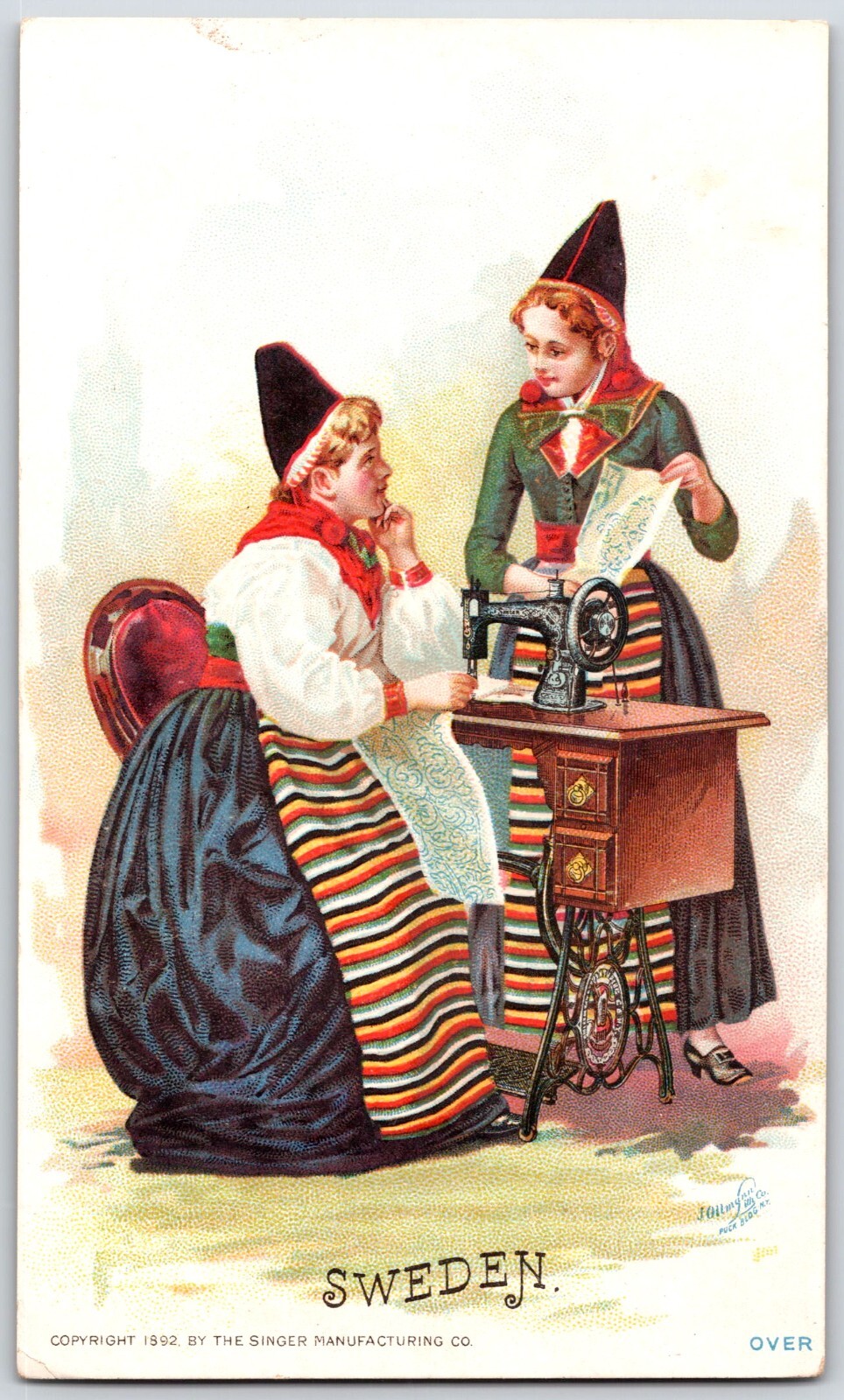 1892 Singer Manufacturing Co. Trade Sewing Card Sweden 1892 Singer Manufacturing Co. Trade Sewing Card Sweden