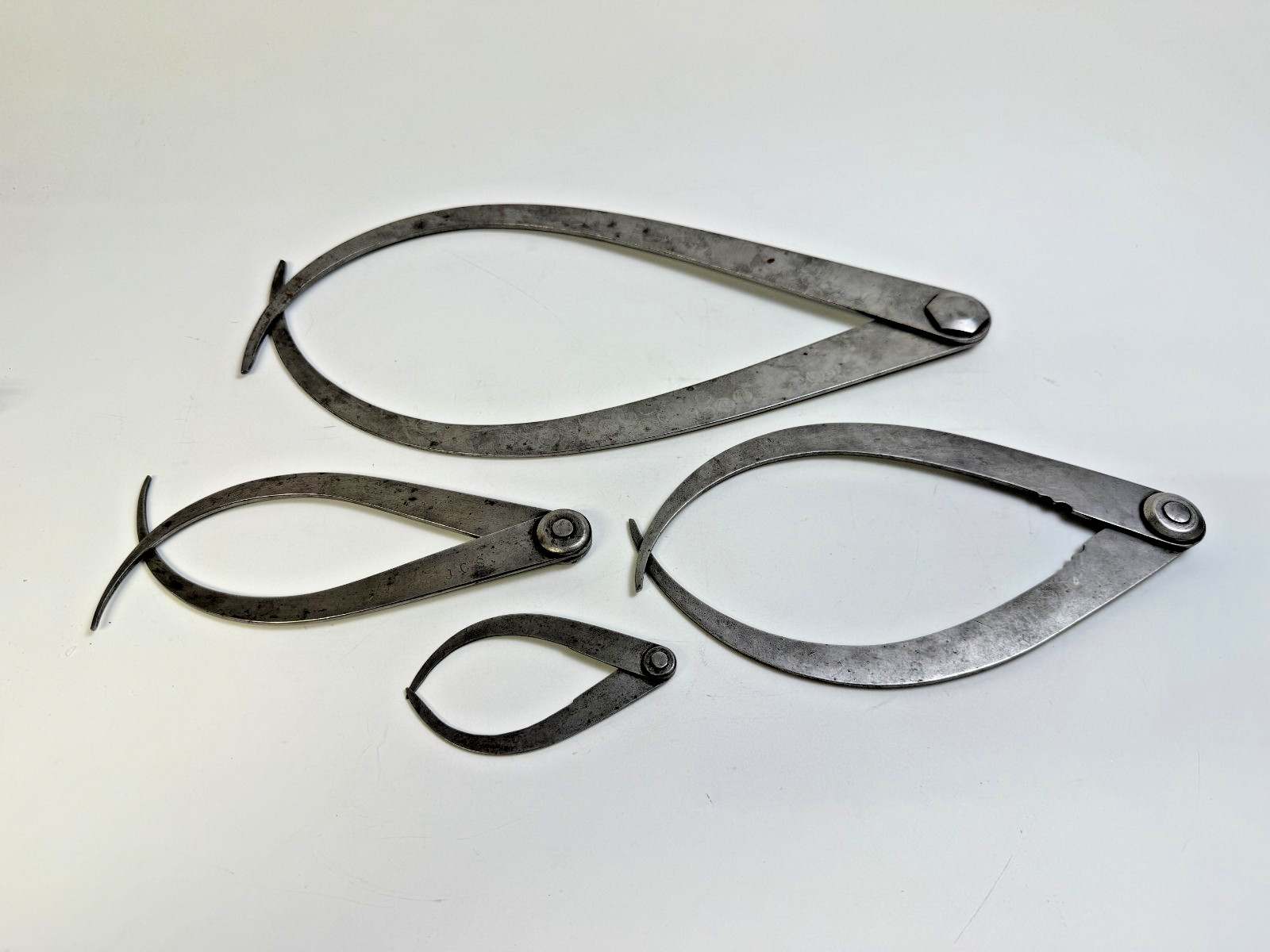 Lot of 4 Antique Outside Calipers | L.S. Starrett 14 Lot of 4 Antique Outside Calipers | L.S. Starrett 14