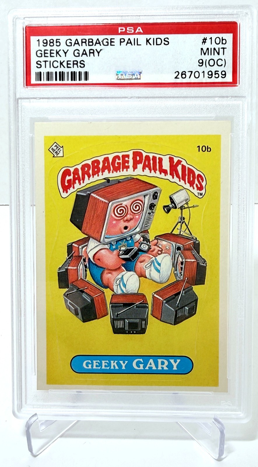 1985 Topps Garbage Pail Kids Series 1 - #10b Geeky Gary - PSA 9 (OC) MINT 1985 Topps Garbage Pail Kids Series 1 - #10b Geeky Gary - PSA 9 (OC) MINT