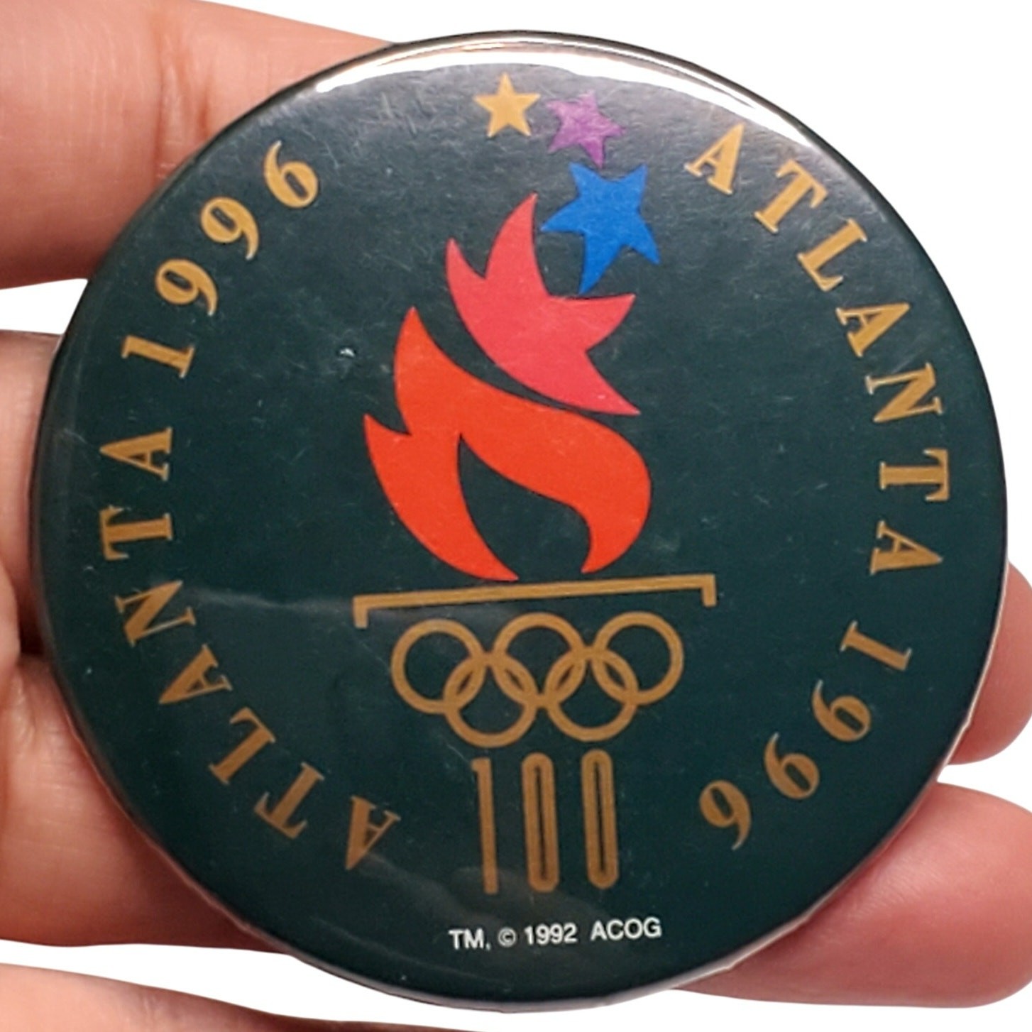 1996 Atlanta Olympics Collectors Button Pin Vtg 2\ 1996 Atlanta Olympics Collectors Button Pin Vtg 2\