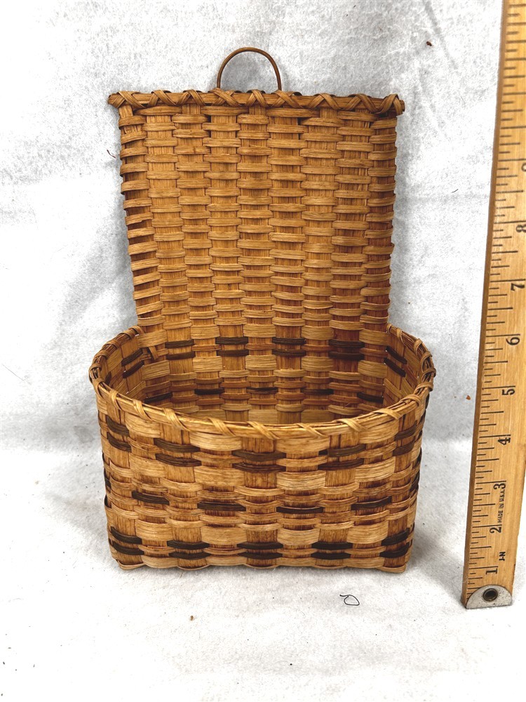 antique basket wall hanging splint ash Native American Northeast original 19thc antique basket wall hanging splint ash Native American Northeast original 19thc
