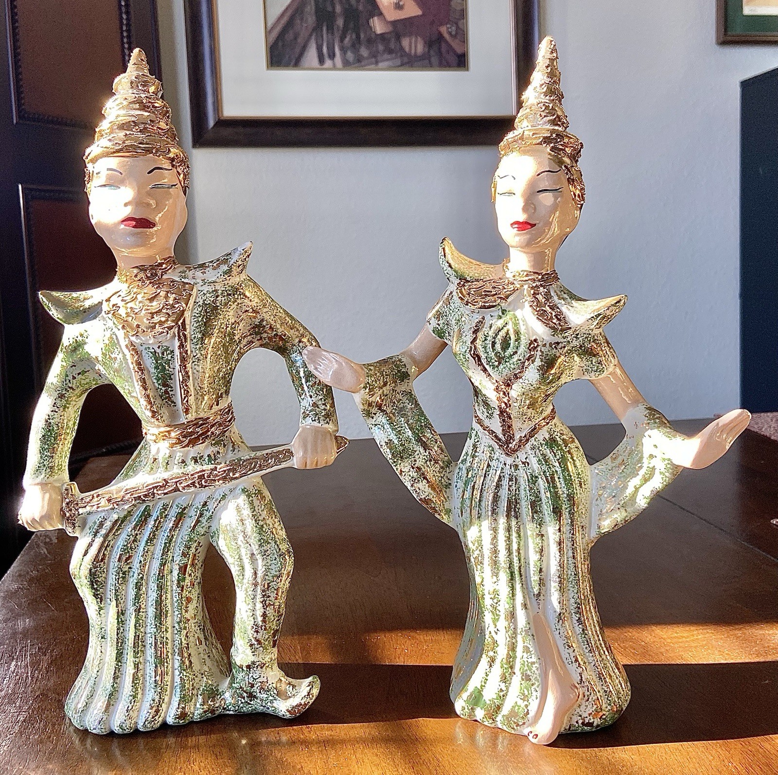 VINTAGE 1940S-50S MCM YONA LIPPIN SIAMESE/THAI MAN & WOMAN DANCE FIGURINES VINTAGE 1940S-50S MCM YONA LIPPIN SIAMESE/THAI MAN & WOMAN DANCE FIGURINES