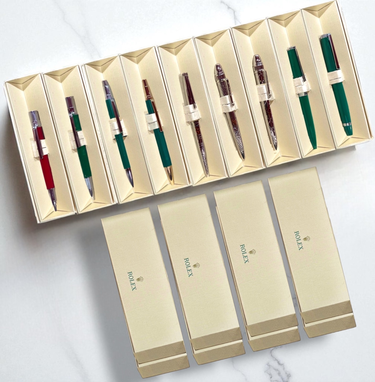 Authentic Rolex VIP Dealer Gift Pen Set of 9 Complete w/ Original Boxes Rare