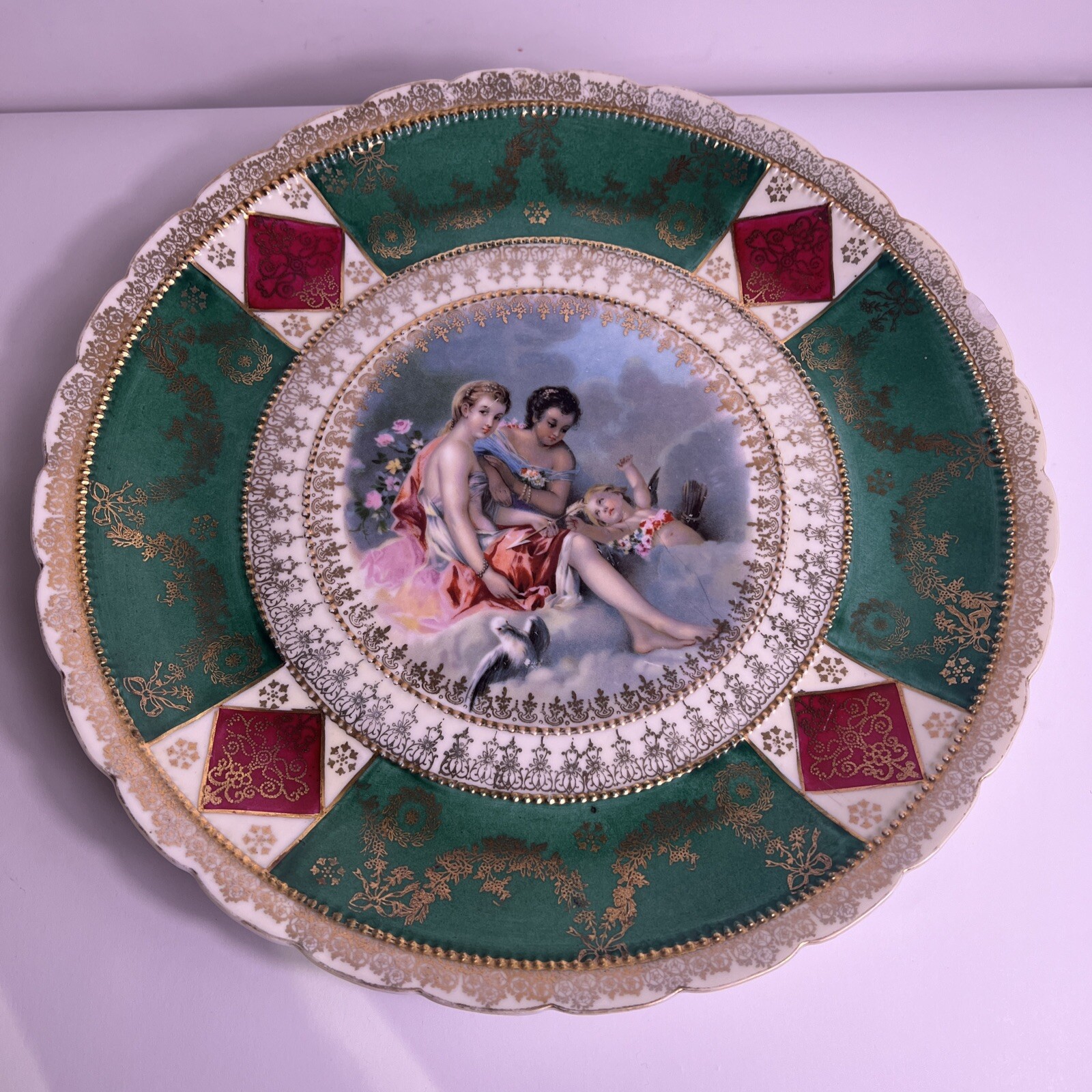 VINTAGE F BOUCHER Cupid porcelain  Antique Royal Vienna Plate SMALL DAMAGE C PIC