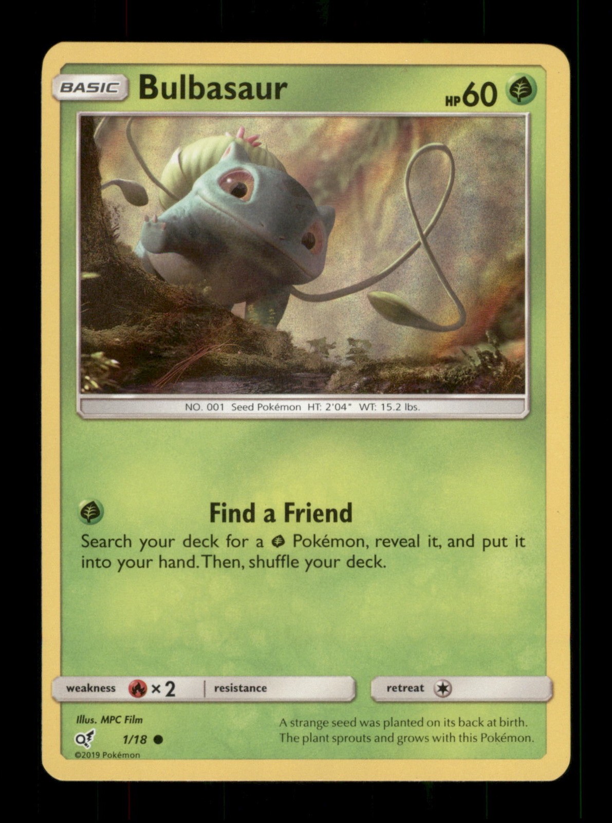 Bulbasaur 1/18 Foil Nintendo Dectective Pikachu Pokemon Trading Card TCG Bulbasaur 1/18 Foil Nintendo Dectective Pikachu Pokemon Trading Card TCG