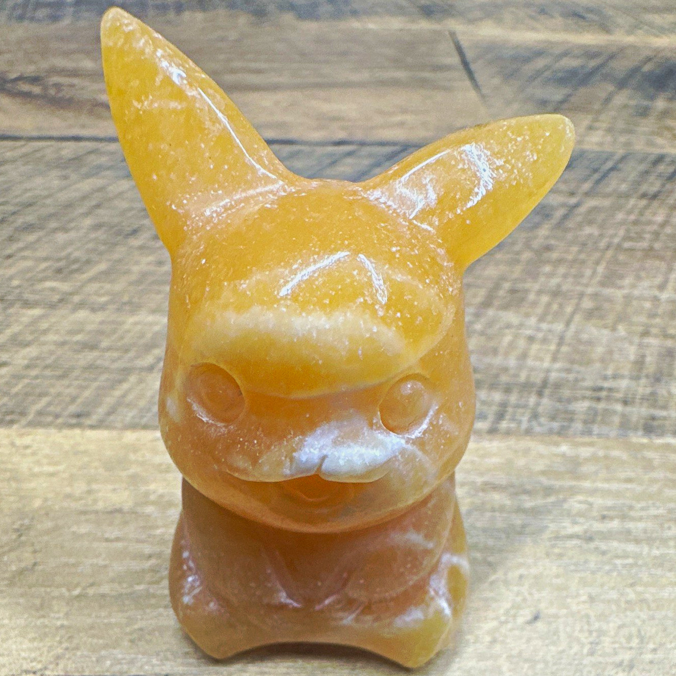 💛 Yellow Calcite Pikachu Crystal Carving | 48–50mm ⚡