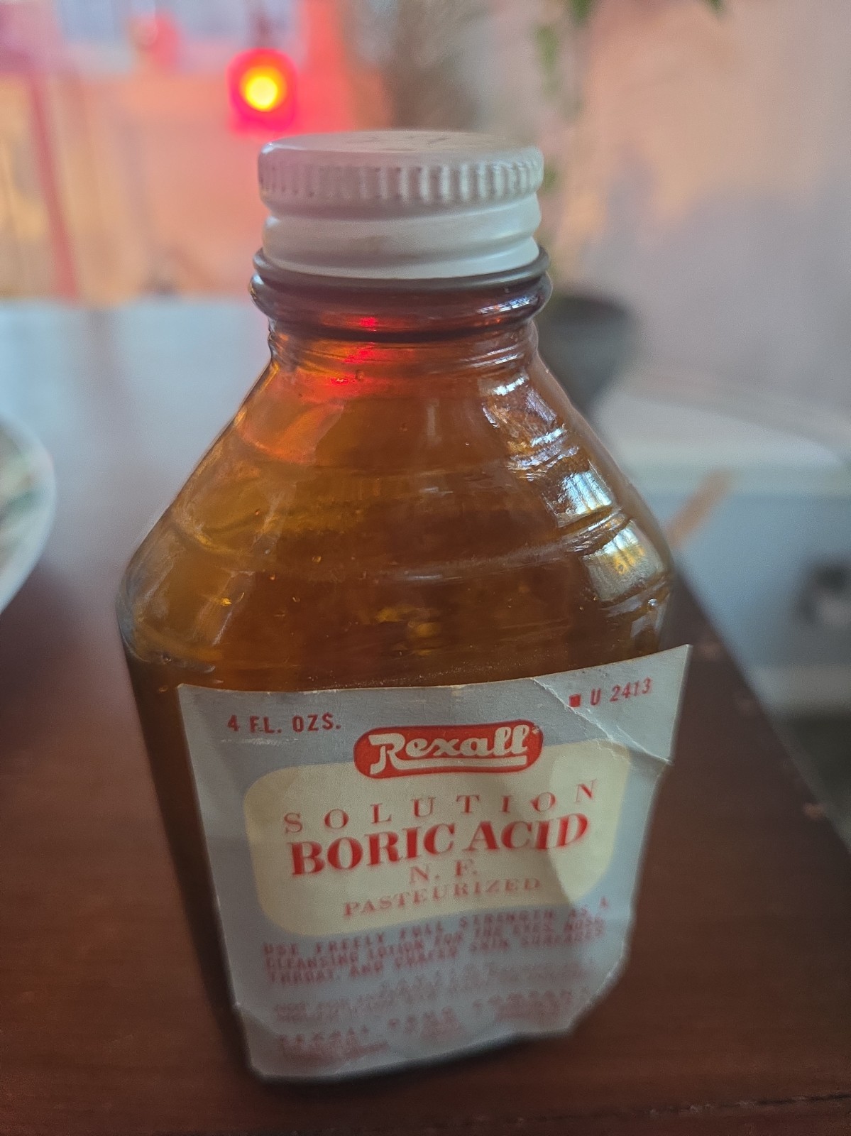Vintage Rexall Boric Acid Solution 4 oz Amber Glass Pharmacy Bottle Original Vintage Rexall Boric Acid Solution 4 oz Amber Glass Pharmacy Bottle Original