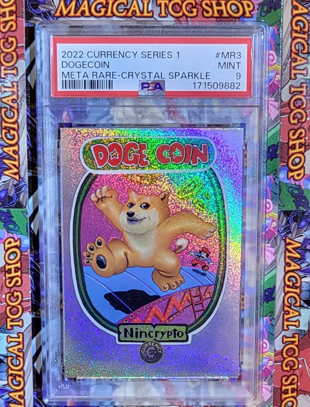 2022 Cardsmiths Currency Series 1 Dogecoin #MR3 Meta Rare Crystal Sparkle PSA 9
