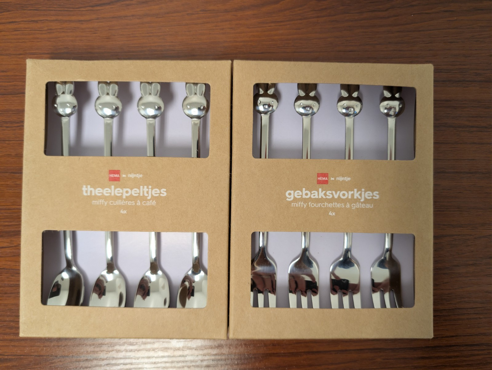 NEW Miffy Nijntje Stainless Steel Tea spoons and forks Set Of 4 x 2 HEMA