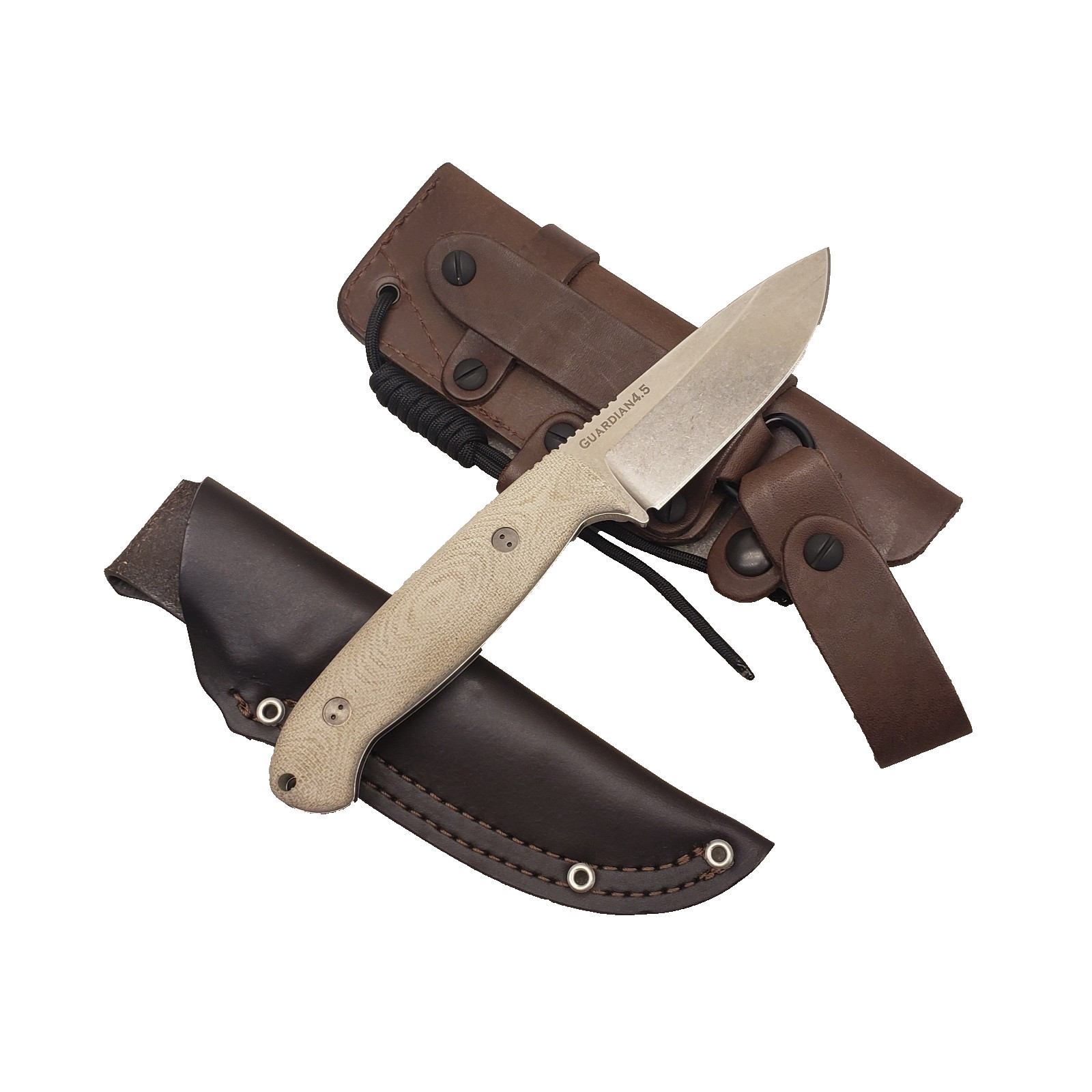 Bradford USA 3D Guardian 4.5 Knife CPM-3V Natural Micarta Handle Stonewash Blade Bradford USA 3D Guardian 4.5 Knife CPM-3V Natural Micarta Handle Stonewash Blade