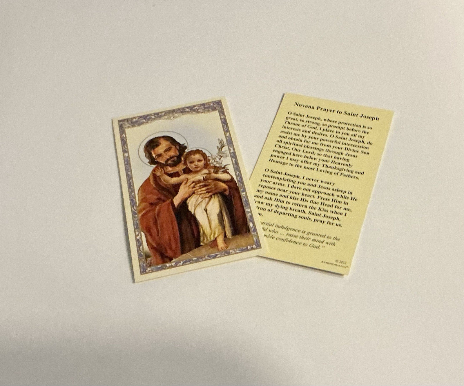Novena To ST JOSEPH Prayer Card- Holy Card Novena To ST JOSEPH Prayer Card- Holy Card
