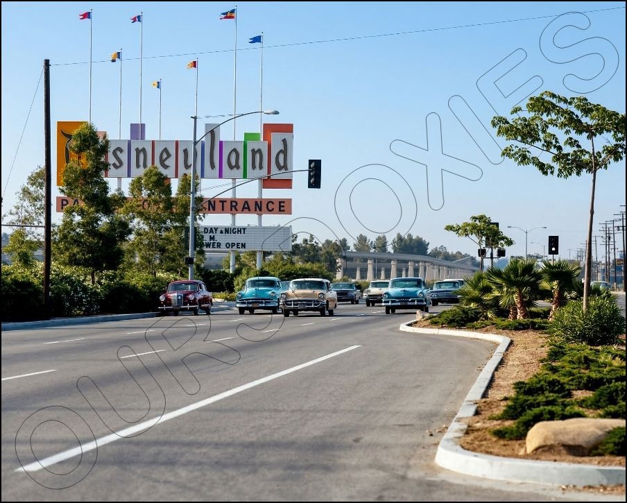 1962 Disneyland Entrance Photo 8X10 - Sign #2 COLORIZED 