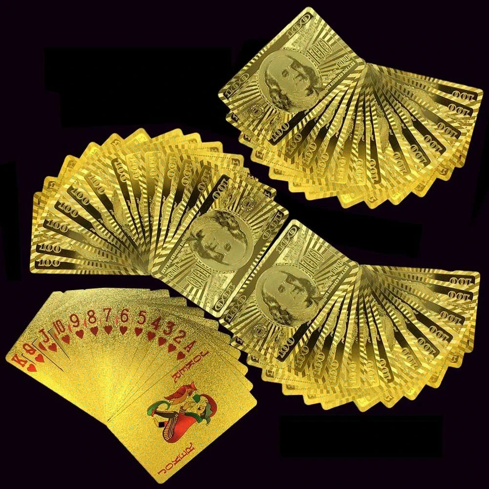2 Decks Luxury 24K Gold Foil Poker Playing Cards Waterproof Plastic Set Gift 2 Decks Luxury 24K Gold Foil Poker Playing Cards Waterproof Plastic Set Gift