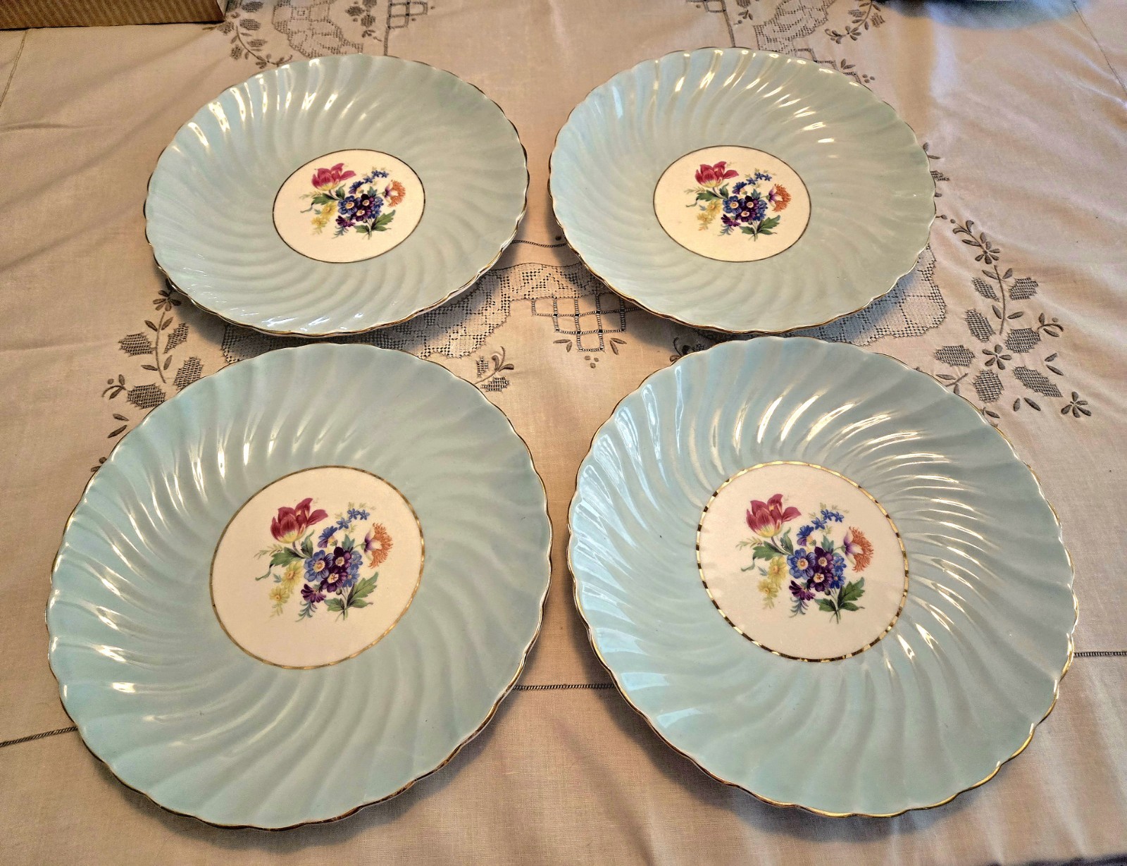Bone China By John Aynsley & Sons, 4 DINNER PLATES,9.5\ Bone China By John Aynsley & Sons, 4 DINNER PLATES,9.5\