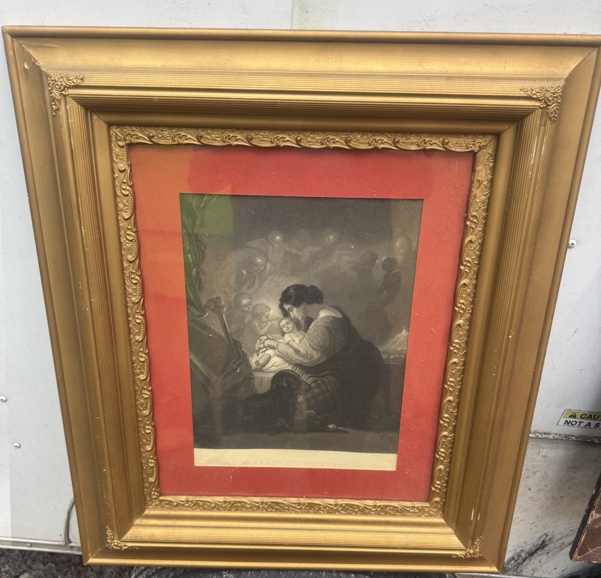 ATQ Victorian The Angel\'s Whisper Religious Print Bradley & Co Gold Frame ATQ Victorian The Angel\'s Whisper Religious Print Bradley & Co Gold Frame