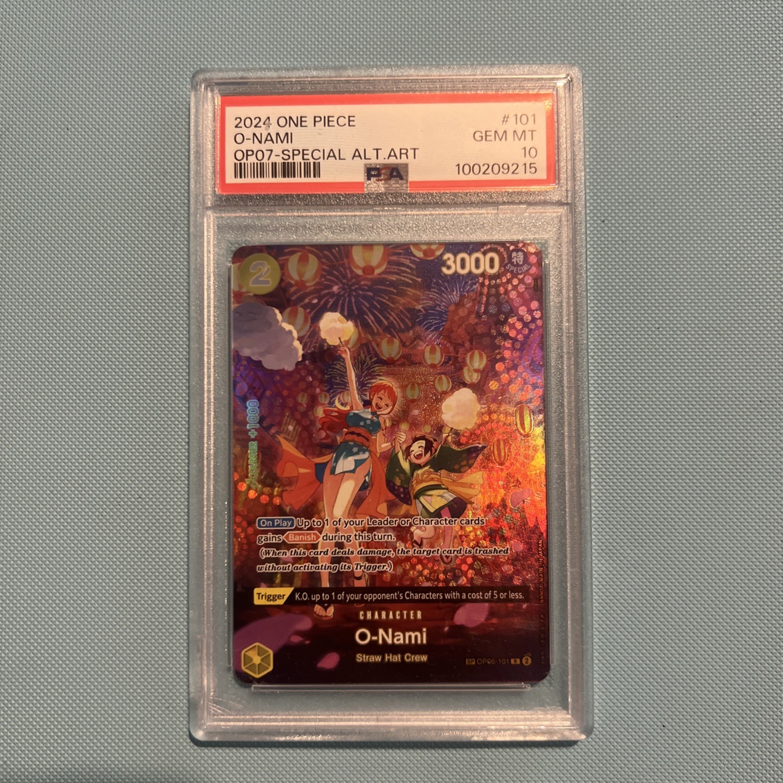 Bandai One Piece Card Game O-Nami Alt Art SP OP07-101 PSA 10 Special ENGLISH