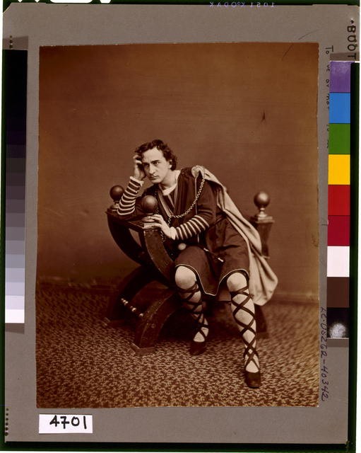Photo:Edwin Booth Hamlet 1870 Costume Portrait Seated Shakespeare